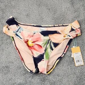 Kona Sol Swim Bottom Womens S Navy Floral Hipster Medium Coverage AG298B Cutout